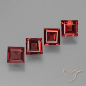 Gemas de Granate piropo Rojo sangre intenso natural de 2.52 ct, Cuadrado, VS