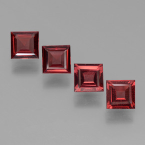 Gemas de granate piropo rojo natural de 2,53 ct, cuadrado, VS