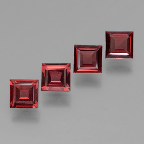 Gemas de granate piropo rojo natural de 2,53 ct, cuadrado, VS