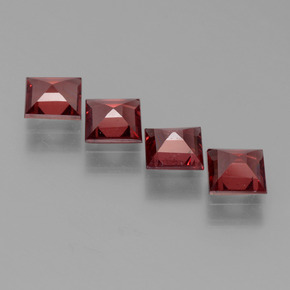 Gemas de granate piropo rojo natural de 2,53 ct, cuadrado, VS