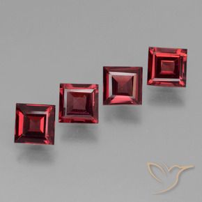 Gemas de Granate piropo Rojo oscuro natural de 2.53 ct, Cuadrado, VS