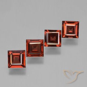 Gemas de Granate piropo Rojo escarlata natural de 2.87 ct, Cuadrado, VS