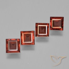 Gemas de Granate piropo Rojo medio natural de 2.61 ct, Cuadrado, VS