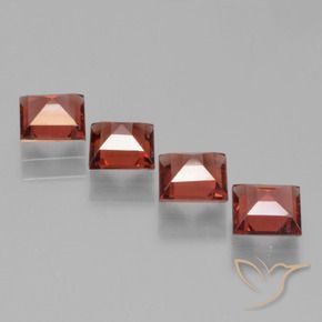 Gemas de Granate piropo Rojo medio natural de 2.79 ct, Cuadrado, VS