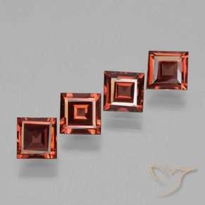 Gemas de Granate piropo Rojo medio natural de 2.80 ct, Cuadrado, VS