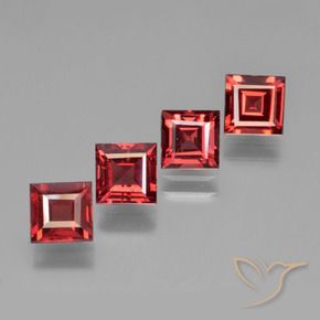 Gemas de Granate piropo Rojo sangre intenso natural de 2.77 ct, Cuadrado, VS