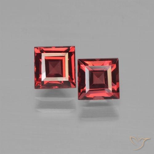 Gemas de granate piropo rojo natural de 1,80 ct, cuadrado, VS