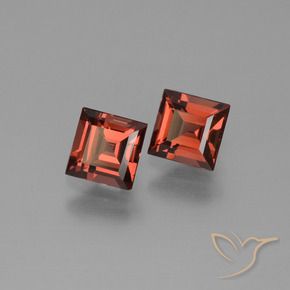 Gemas de Granate piropo Rojo baya intenso natural de 1.55 ct, Cuadrado, VS