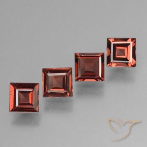 Gemas de Granate piropo Rojo escarlata natural de 3.00 ct, Cuadrado, VS