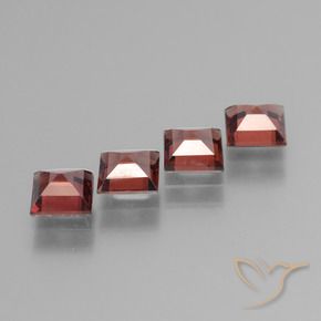 Gemas de Granate piropo Rojo medio natural de 2.67 ct, Cuadrado, VS