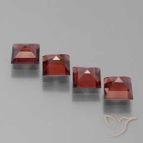 Gemas de Granate piropo Rojo medio natural de 3.28 ct, Cuadrado, VS