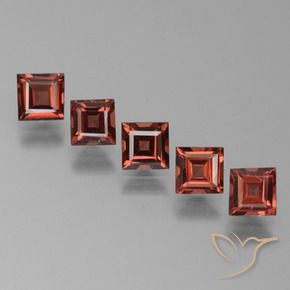 Gemas de Granate piropo Rojo ladrillo natural de 2.86 ct, Cuadrado, VS