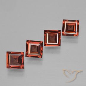 Gemas de Granate piropo Rojo medio natural de 2.45 ct, Cuadrado, VS