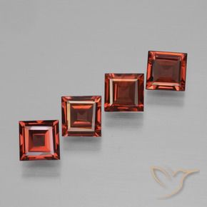 Gemas de Granate piropo Rojo medio natural de 2.65 ct, Cuadrado, VS