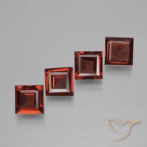 Gemas de Granate piropo Rojo medio natural de 2.59 ct, Cuadrado, VS