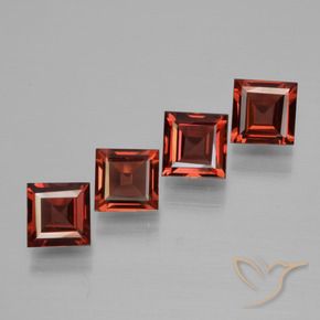 Gemas de Granate piropo Rojo medio natural de 2.40 ct, Cuadrado, VS