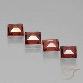 Gemas de Granate piropo Rojo medio natural de 2.40 ct, Cuadrado, VS