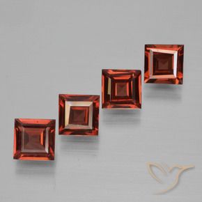 Gemas de Granate piropo Rojo medio natural de 2.65 ct, Cuadrado, VS