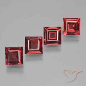 Gemas de Granate piropo Rojo vino intenso natural de 2.63 ct, Cuadrado, VS
