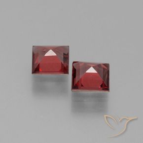 Gemas de Granate piropo Rojo escarlata intenso natural de 1.38 ct, Cuadrado, VVS-VS