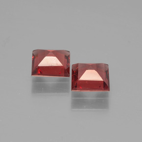 Gemas de granate piropo rojo natural de 1,29 ct, cuadrado, VS