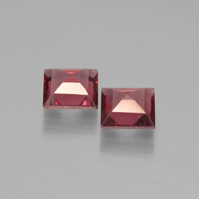 Gemas de Granate Piropo Rojo medio natural de 1.42 ct, Cuadrado, VVS