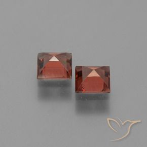 Gemas de Granate piropo Rojo medio natural de 1.46 ct, Cuadrado, VVS-VS