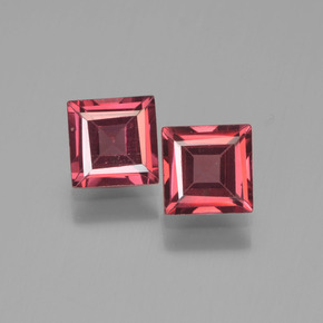 Gemas de granate piropo rojo natural de 1,55 ct, cuadrado, VVS