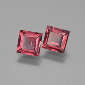 Gemas de granate piropo rojo natural de 1,55 ct, cuadrado, VVS