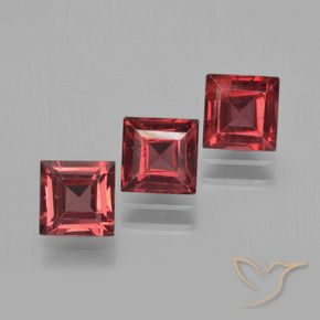 Gemas de Granate piropo Rojo medio natural de 2.70 ct, Cuadrado, VS