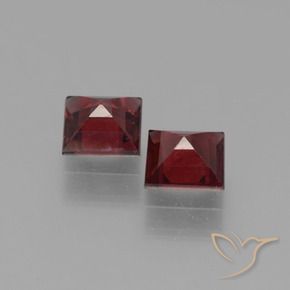 Gemas de Granate piropo Rojo oscuro natural de 1.52 ct, Cuadrado, VS