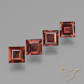 Gemas de Granate piropo Rojo grosella natural de 2.48 ct, Cuadrado, VS