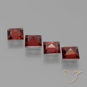 Gemas de Granate piropo Rojo grosella natural de 2.48 ct, Cuadrado, VS