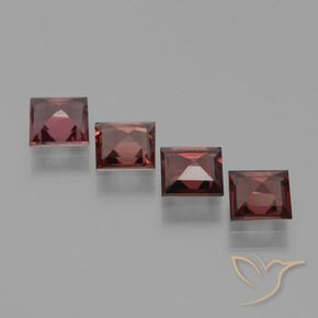 Gemas de Granate piropo Rojo medio natural de 2.27 ct, Cuadrado, VS