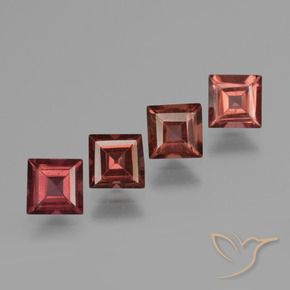 Gemas de Granate piropo Rojo medio natural de 2.78 ct, Cuadrado, VS
