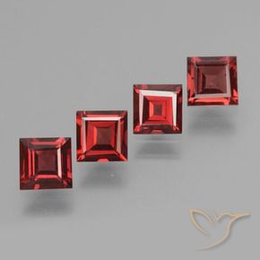 Gemas de Granate piropo Rojo vino intenso natural de 2.88 ct, Cuadrado, VS