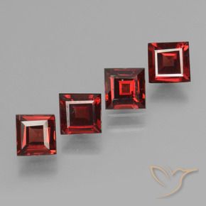 Gemas de Granate piropo Rojo sangre intenso natural de 2.35 ct, Cuadrado, VS