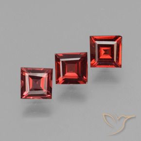 Gemas de Granate piropo Rojo oscuro natural de 1.73 ct, Cuadrado, VS