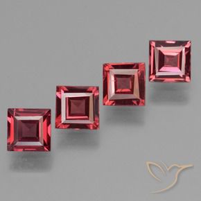 Gemas de Granate piropo Rojo rosado natural de 2.68 ct, Cuadrado, VS