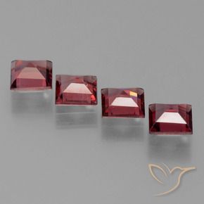 Gemas de Granate piropo Rojo rosado natural de 2.68 ct, Cuadrado, VS