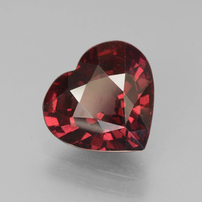 Granate piropo rojo natural de 3,25 ct, forma de corazón, VS