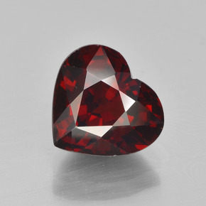 Granate piropo rojo natural de 3,35 ct, forma de corazón, VVS-VS
