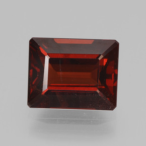 Granate piropo rojo natural de 4,18 ct, corte esmeralda, VS