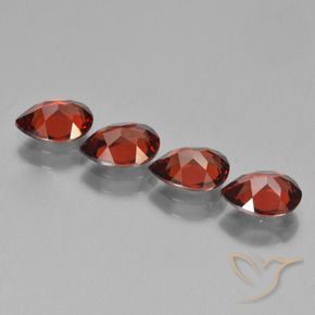 Gemas de Granate Piropo Rojo grosella natural de 3.36 ct, En forma de pera, VVS-VS
