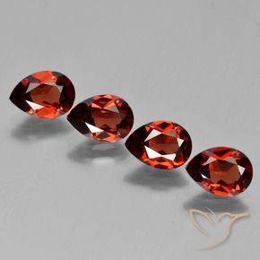 Gemas de Granate piropo Rojo medio natural de 3.43 ct, En forma de pera, VVS-VS
