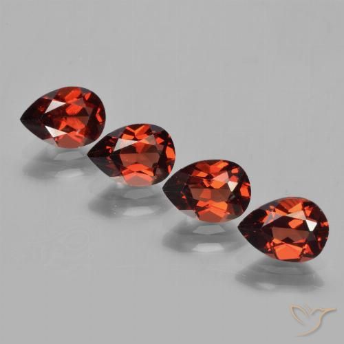 Gemas de granate piropo rojo natural de 3,53 ct, en forma de pera, VVS-VS