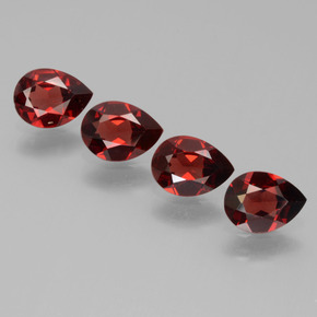Gemas de granate piropo rojo natural de 3,09 ct, en forma de pera, VVS-VS