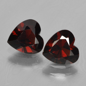 Gemas de granate piropo rojo natural de 1,53 ct, forma de corazón, VVS-VS