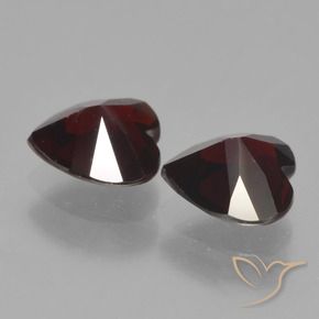 Gemas de Granate piropo Rojo oscuro natural de 1.70 ct, Corazón, VVS-VS