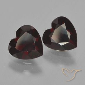 Gemas de Granate piropo Rojo oscuro natural de 1.71 ct, Corazón, VVS-VS